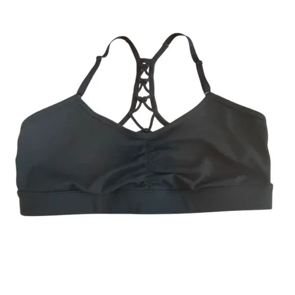 PrAna Black Racerback Strappy Knot Back Sports Bra - M - Picture 7 of 8